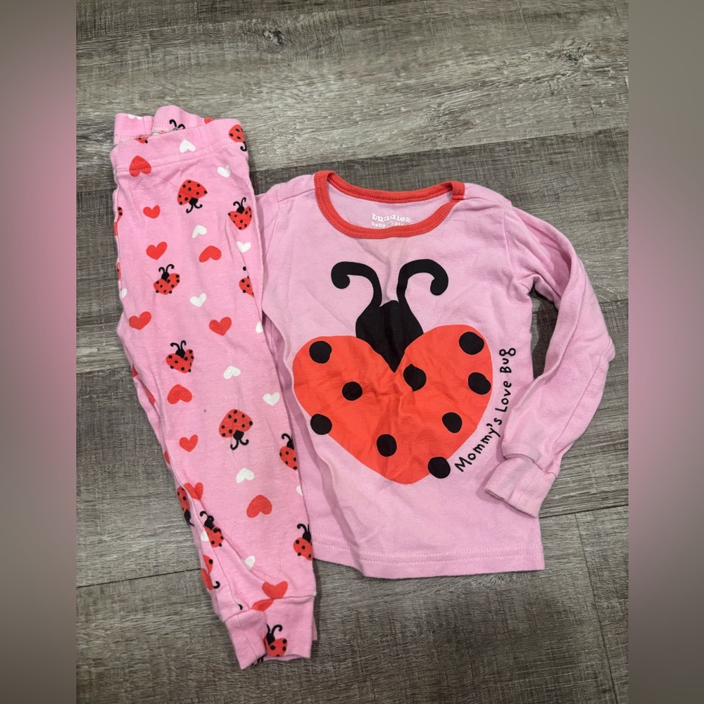 Kids Love Bug Pajama Set - Pink